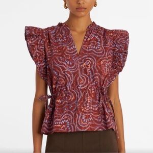 Marie Oliver Flutter Sleeve Blouse | Size Small | $245 Retail